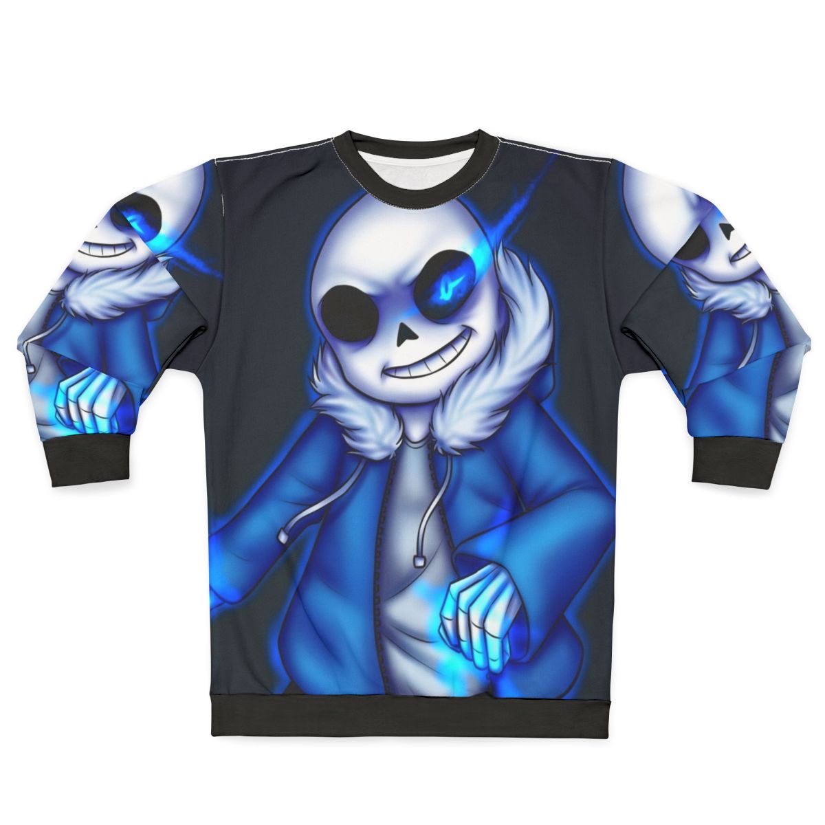 Sans Undertale Sweatshirt with Glowing Blue Eye Skeleton