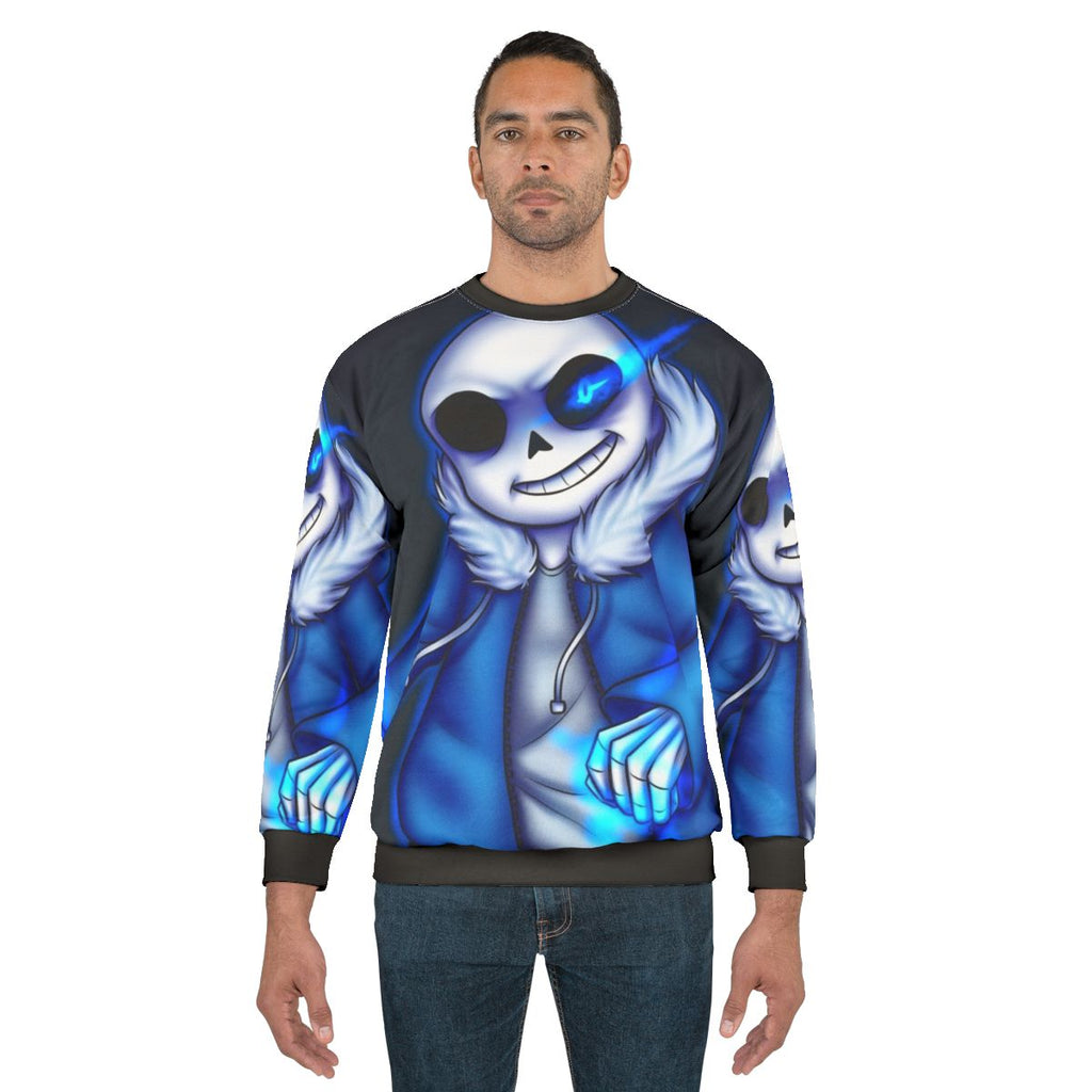 Sans Undertale Sweatshirt with Glowing Blue Eye Skeleton