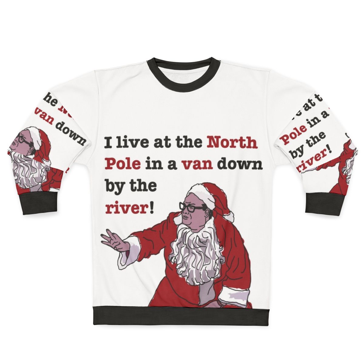 Chris Farley as Matt Foley in a Christmas-themed sweatshirt