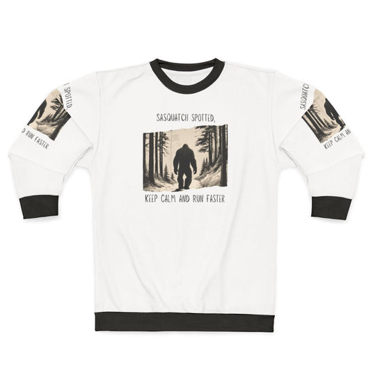 Sasquatch Spotted Sweatshirt with Keep Calm and Run Faster Design