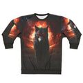 Satanic dog sweatshirt featuring a dark, horrifying wolf design