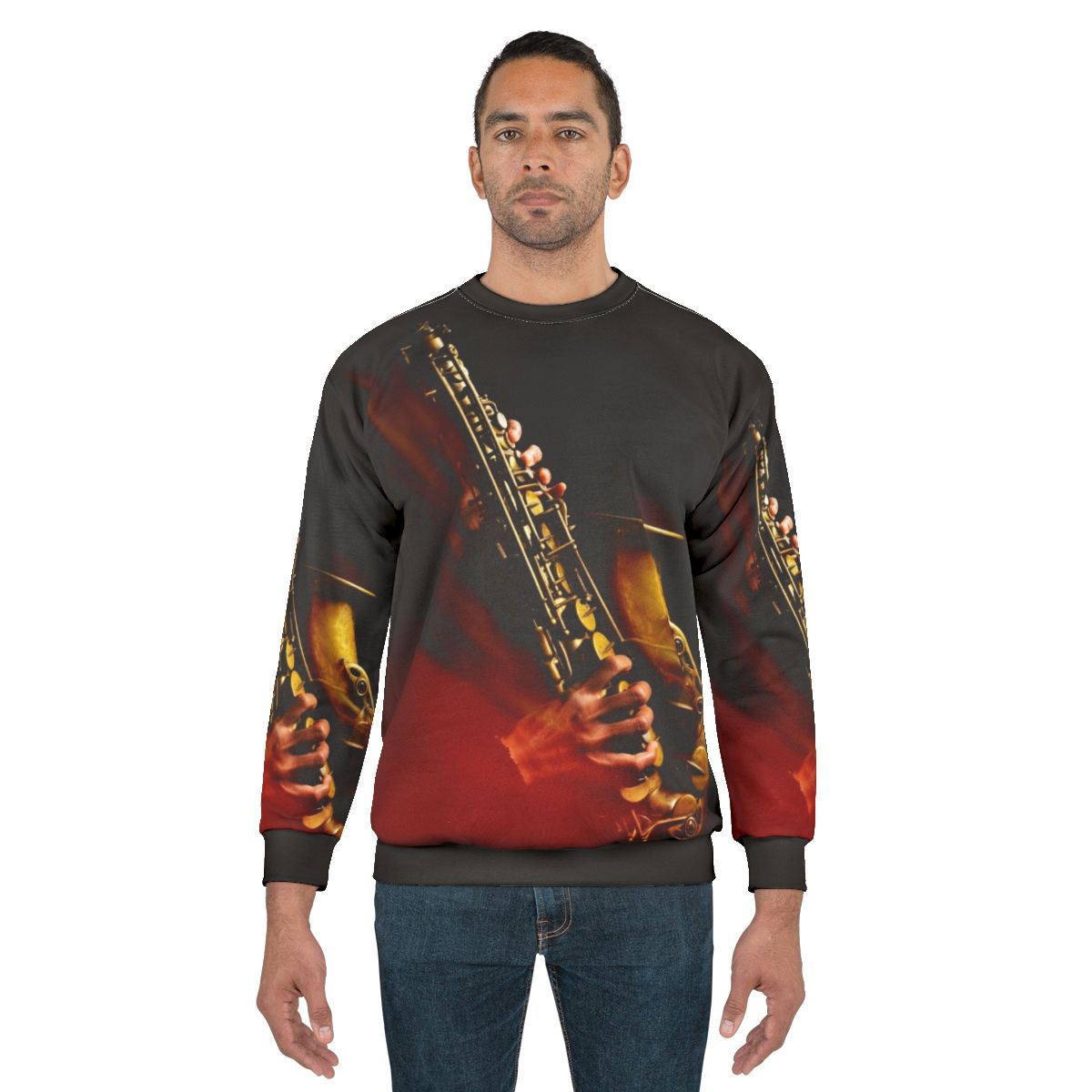 Saxophone Alto Sweatshirt with Flame Red Design