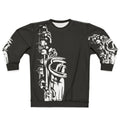 Saxophone keywork painting on black and white sweatshirt