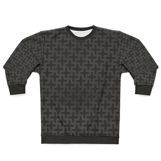Sayagata sacred geometry sweatshirt with repeating swastika pattern