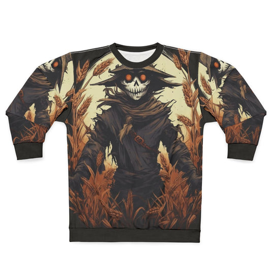 Scarecrow Halloween sweatshirt with folktale and legend inspired design