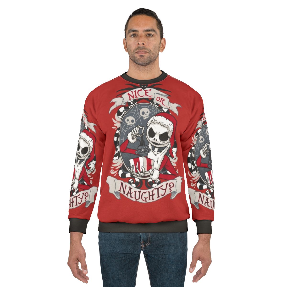 Spooky Santa Sweatshirt with Nightmare Before Christmas Motif