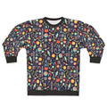 Women's science sweatshirt with laboratory and space-themed design