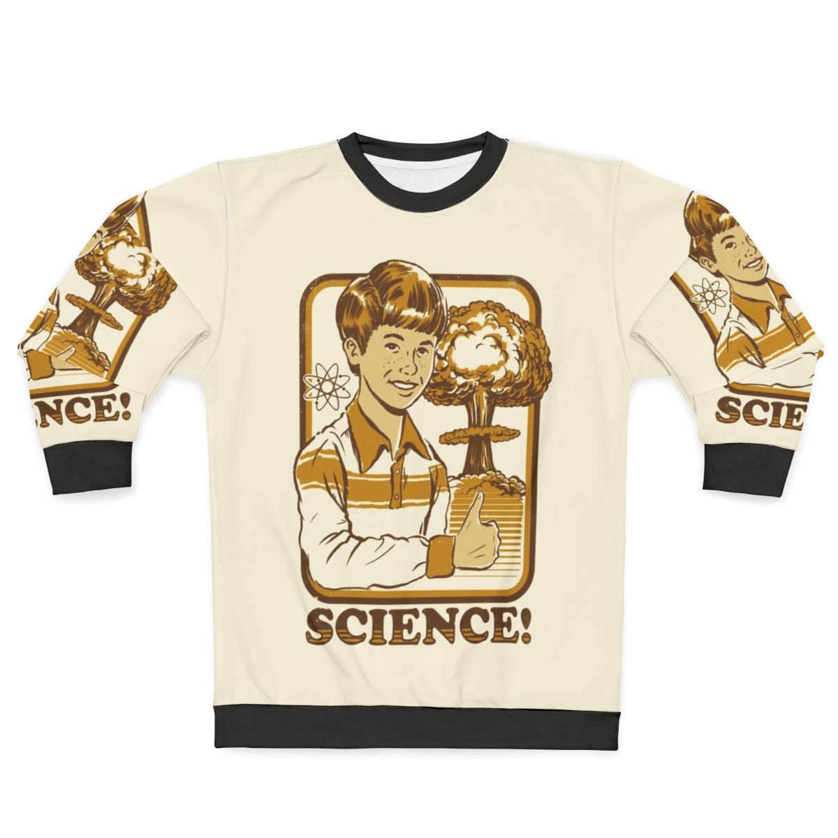 Atomic Age Science Sweatshirt featuring nuclear explosion graphics