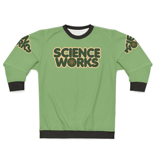Science Works Sweatshirt, featuring a design for science enthusiasts and climate change awareness