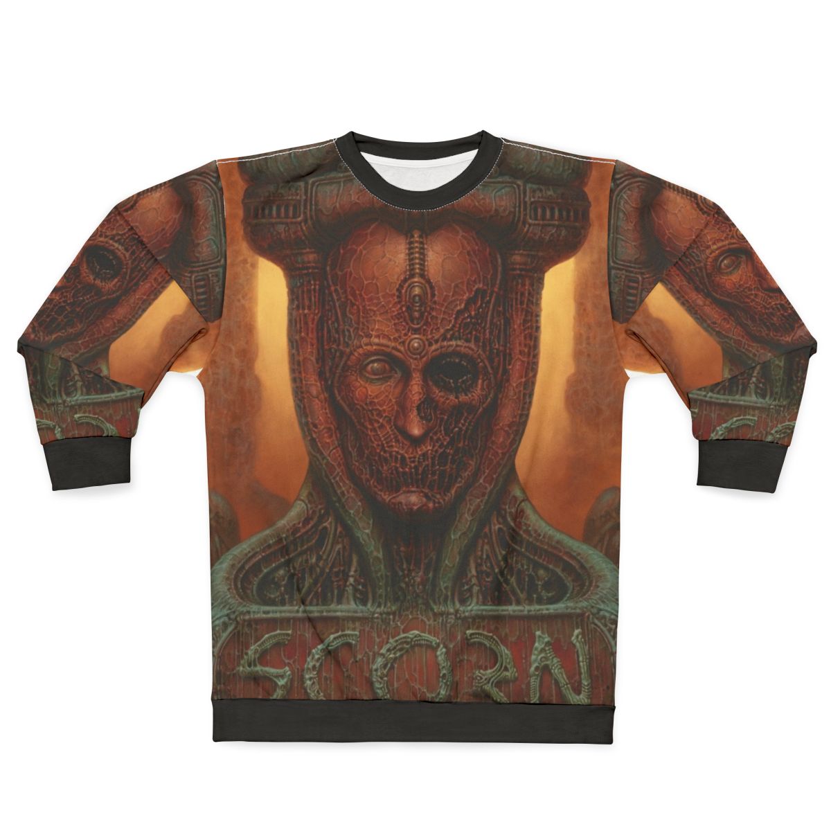 Scorn Game Sweatshirt featuring horror-inspired creature design