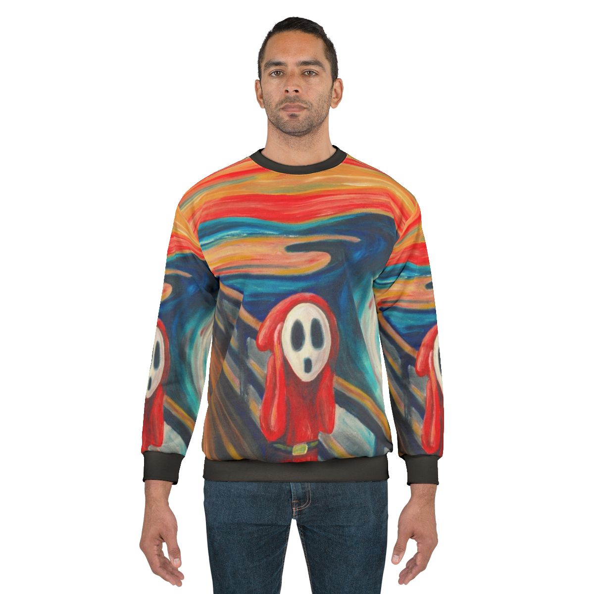 Edvard Munch's "The Scream" graphic on a cozy sweatshirt