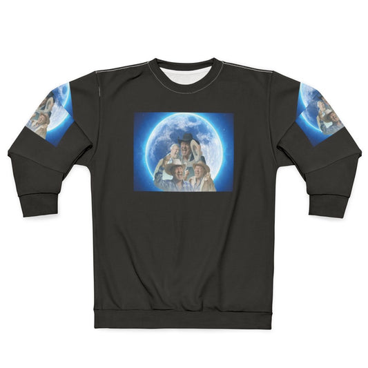 Screaming cowboy meme printed on a cozy sweatshirt
