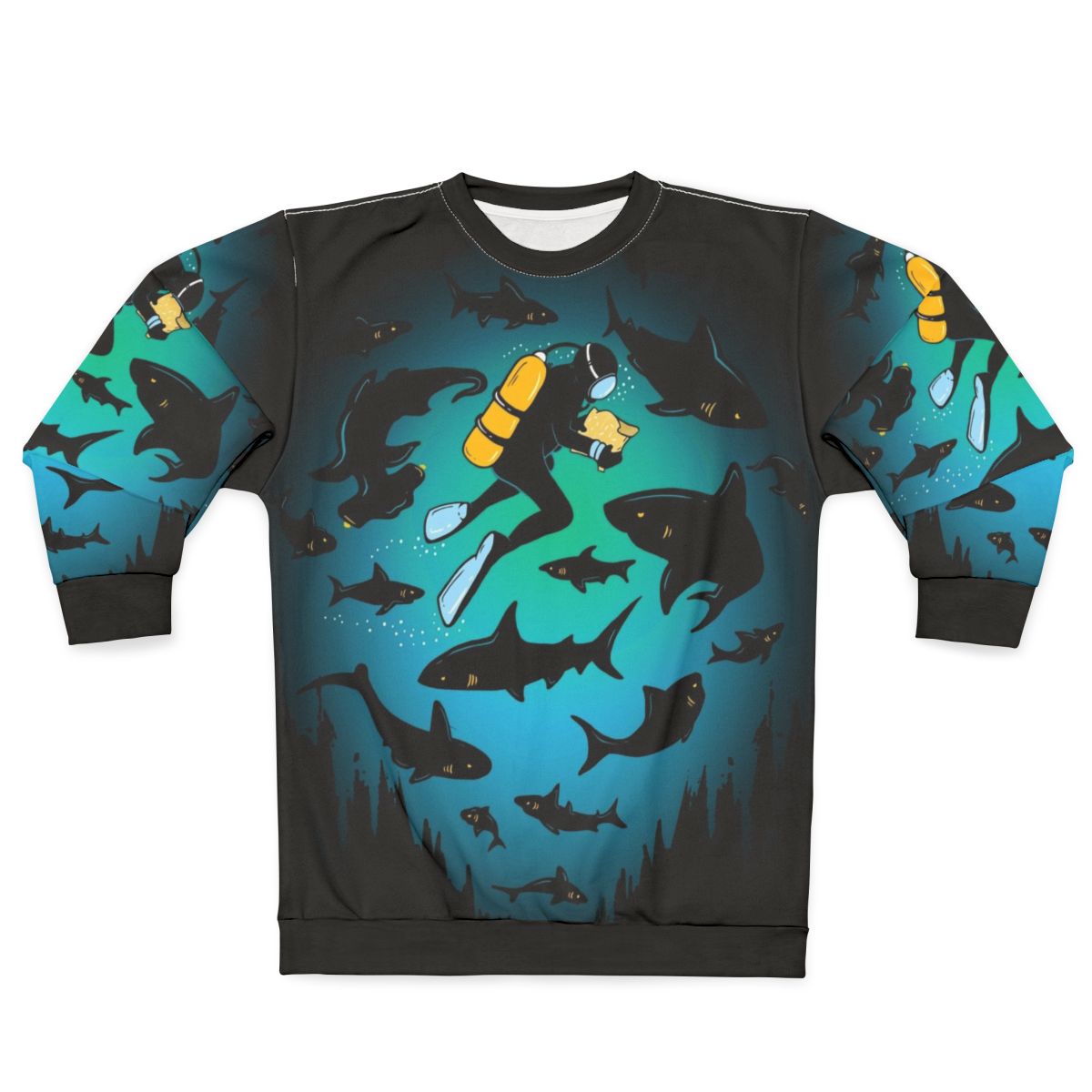 Screwed funny shark and diver illustration sweatshirt