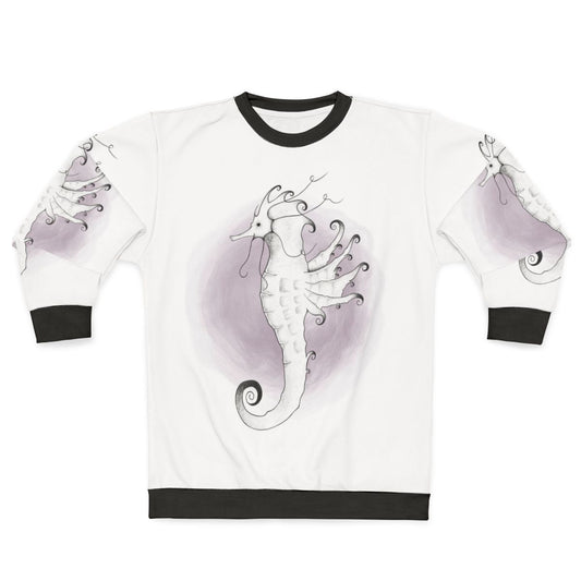 Seahorse sweatshirt with a purple ocean-inspired design