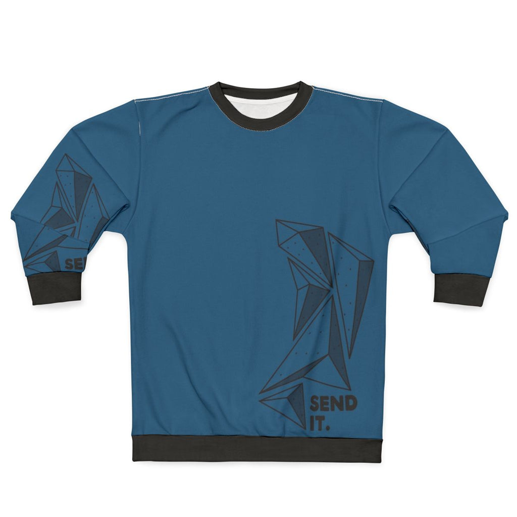Climber wearing the Send It Climbing Sweatshirt