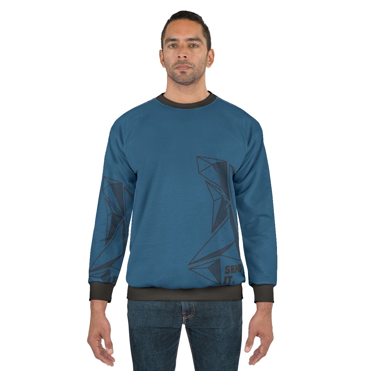 Climber wearing the Send It Climbing Sweatshirt