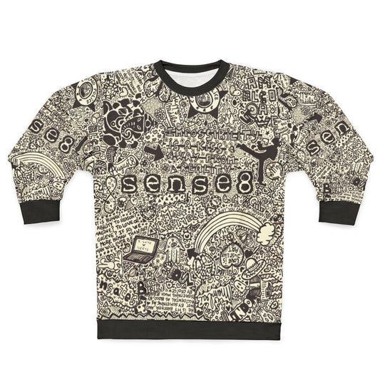 Sense8 sweatshirt featuring characters and quotes from the Netflix TV show