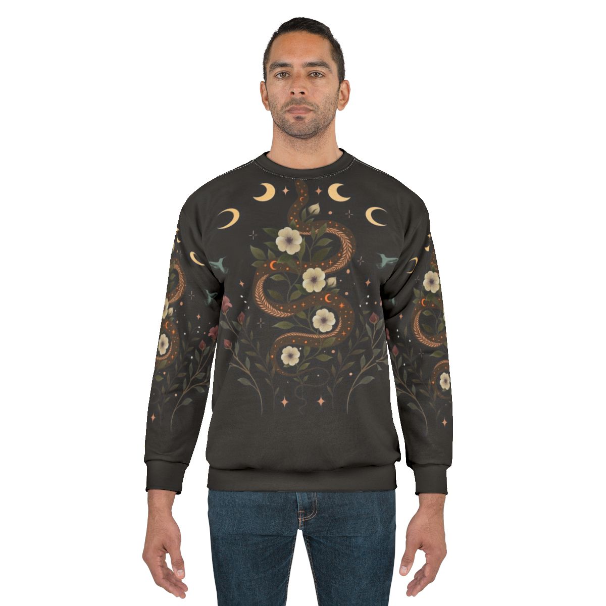 Boho botanical serpent moon sweatshirt