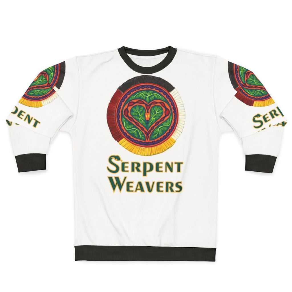 Serpent Weavers logo sweatshirt with drum graphic