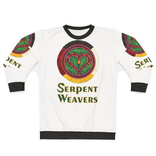 Serpent Weavers logo sweatshirt with drum graphic
