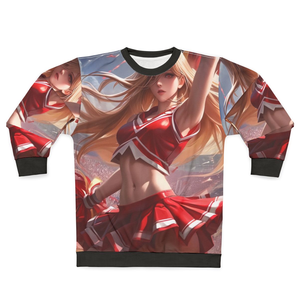 Cheerleader Sweatshirt with Anime-Inspired Design
