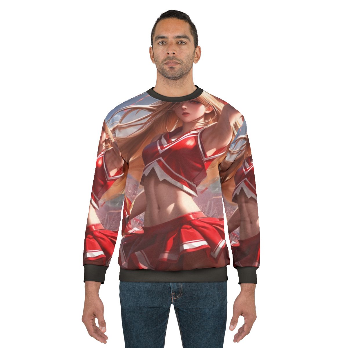 Cheerleader Sweatshirt with Anime-Inspired Design