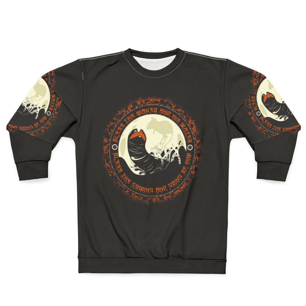Dune Shai Hulud 2 Sweatshirt featuring the iconic sandworm of Arrakis