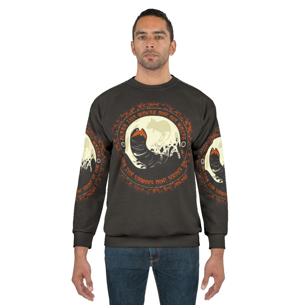 Dune Shai Hulud 2 Sweatshirt featuring the iconic sandworm of Arrakis