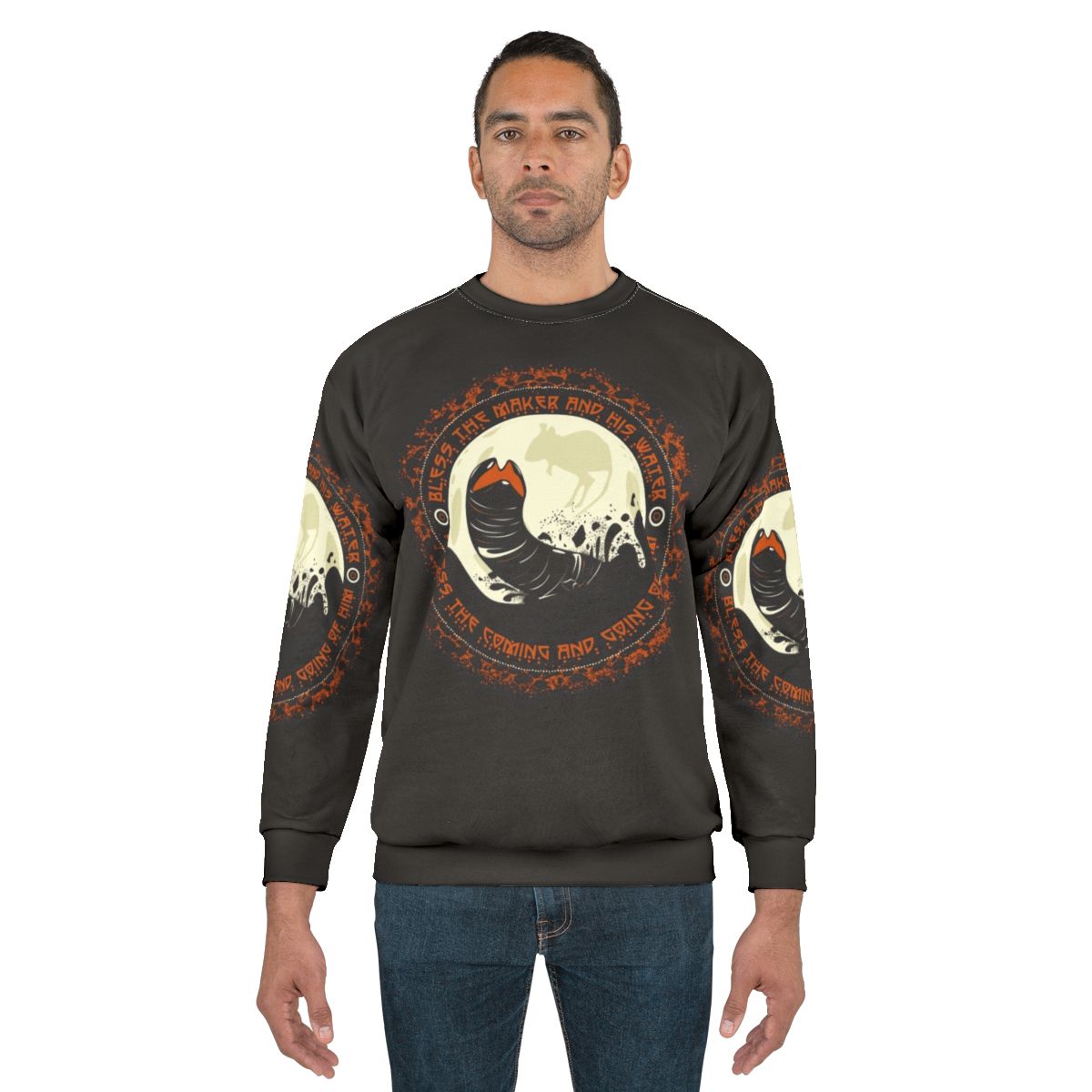 Dune Shai Hulud 2 Sweatshirt featuring the iconic sandworm of Arrakis