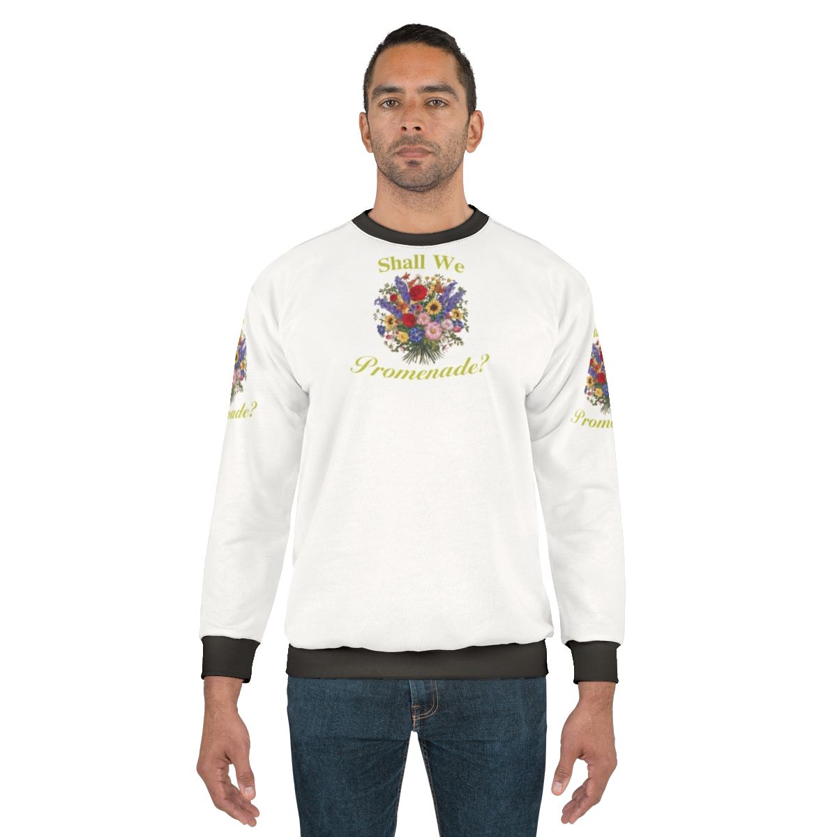 Bridgerton Sweatshirt with Floral "Shall We Promenade" Quote