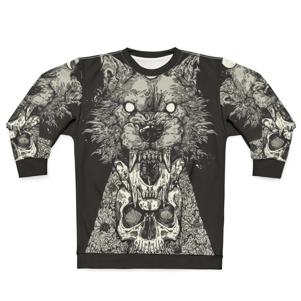 Black graphic sweatshirt with a skull design