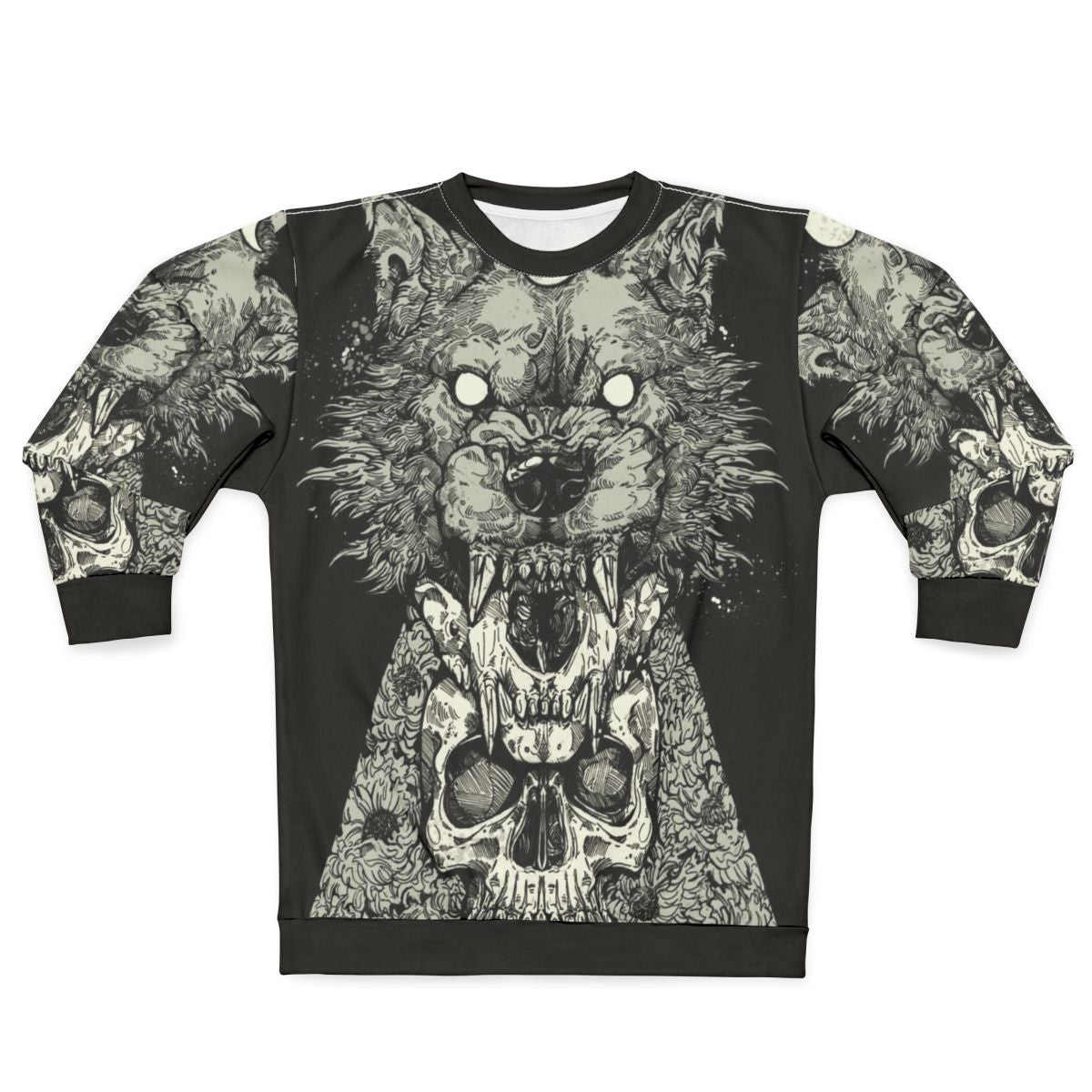 Black graphic sweatshirt with a skull design
