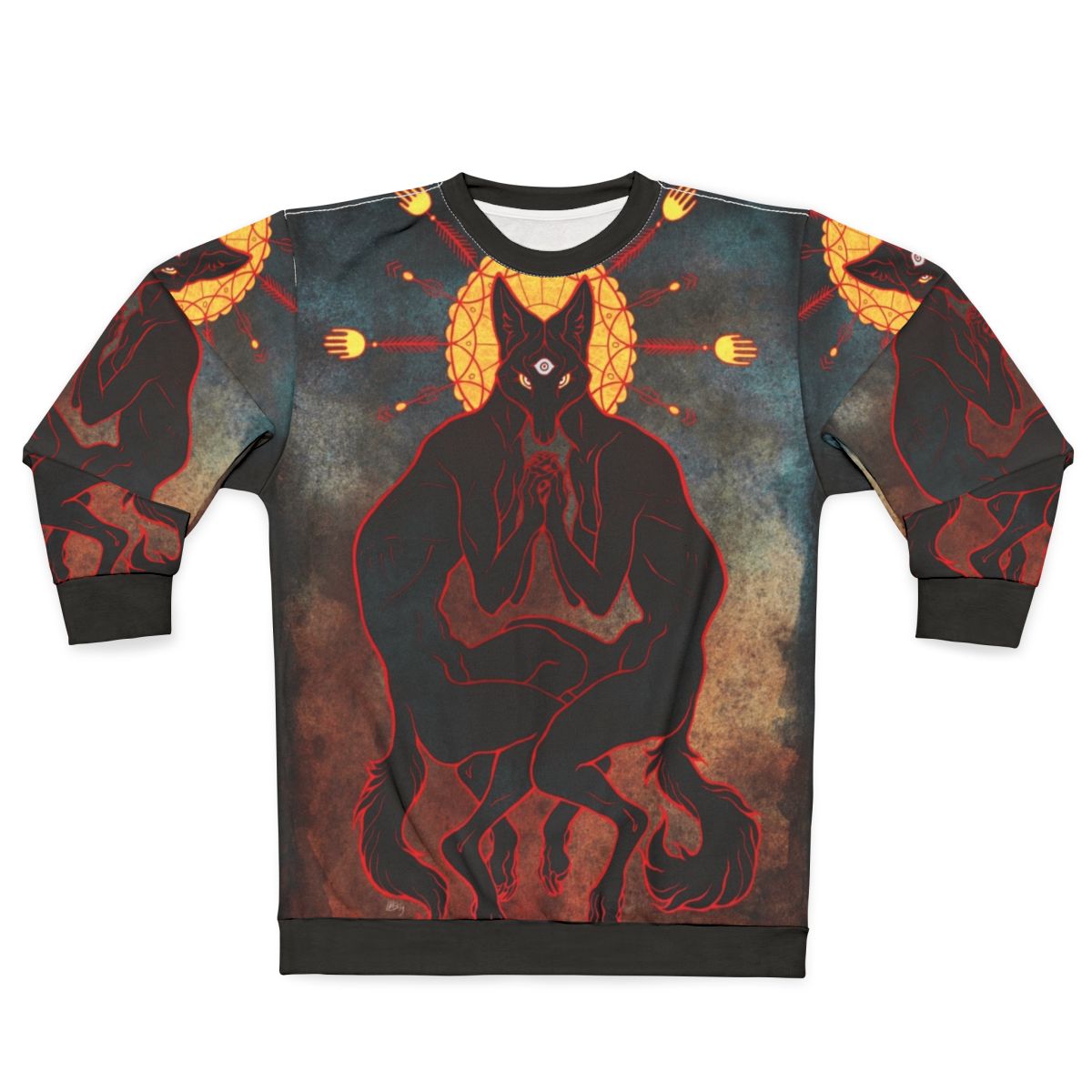 Shared consciousness spiritual sweatshirt with trippy anthropomorphic design