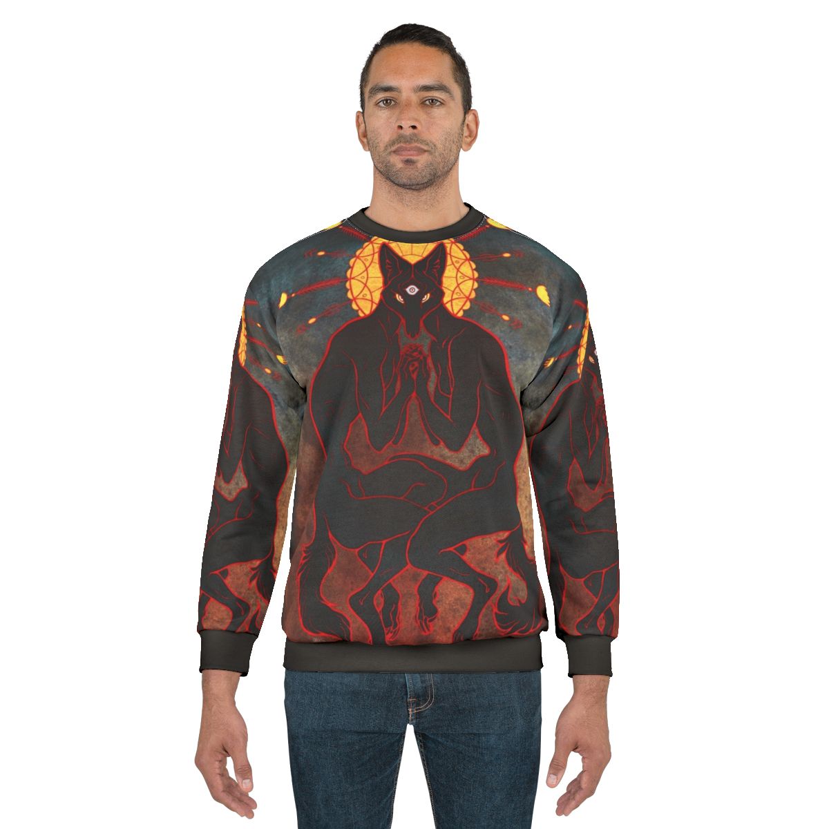 Shared consciousness spiritual sweatshirt with trippy anthropomorphic design