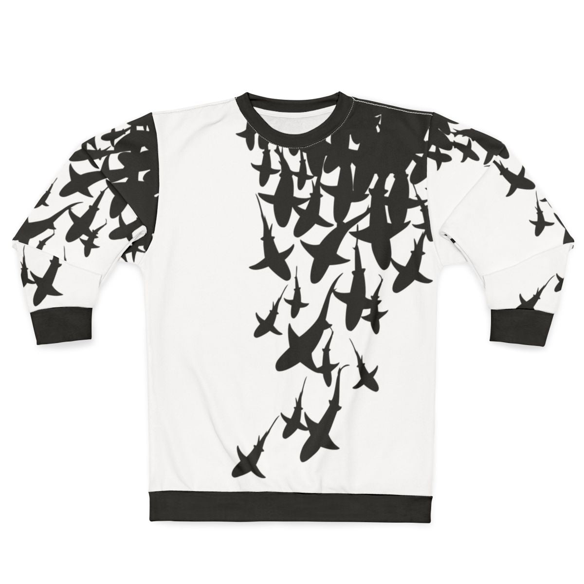 Shark sweatshirt featuring a black and white pattern design