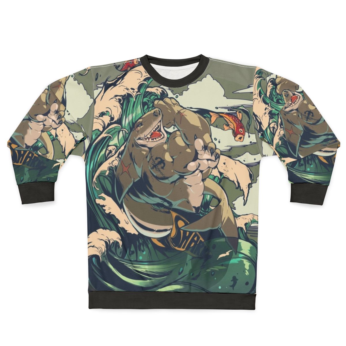 Sharkest shark anthropomorphic muscle sweatshirt