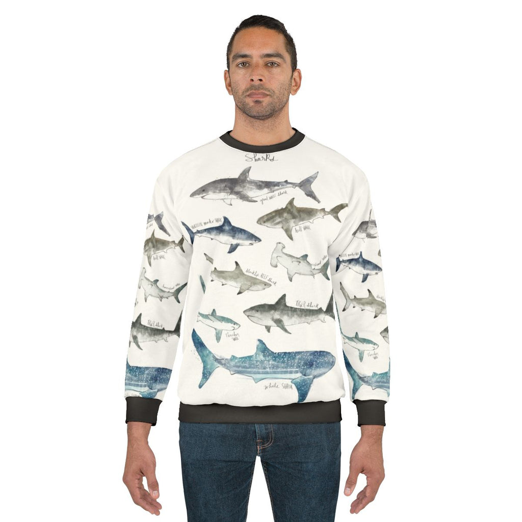 Sharks Sweatshirt featuring a variety of shark species