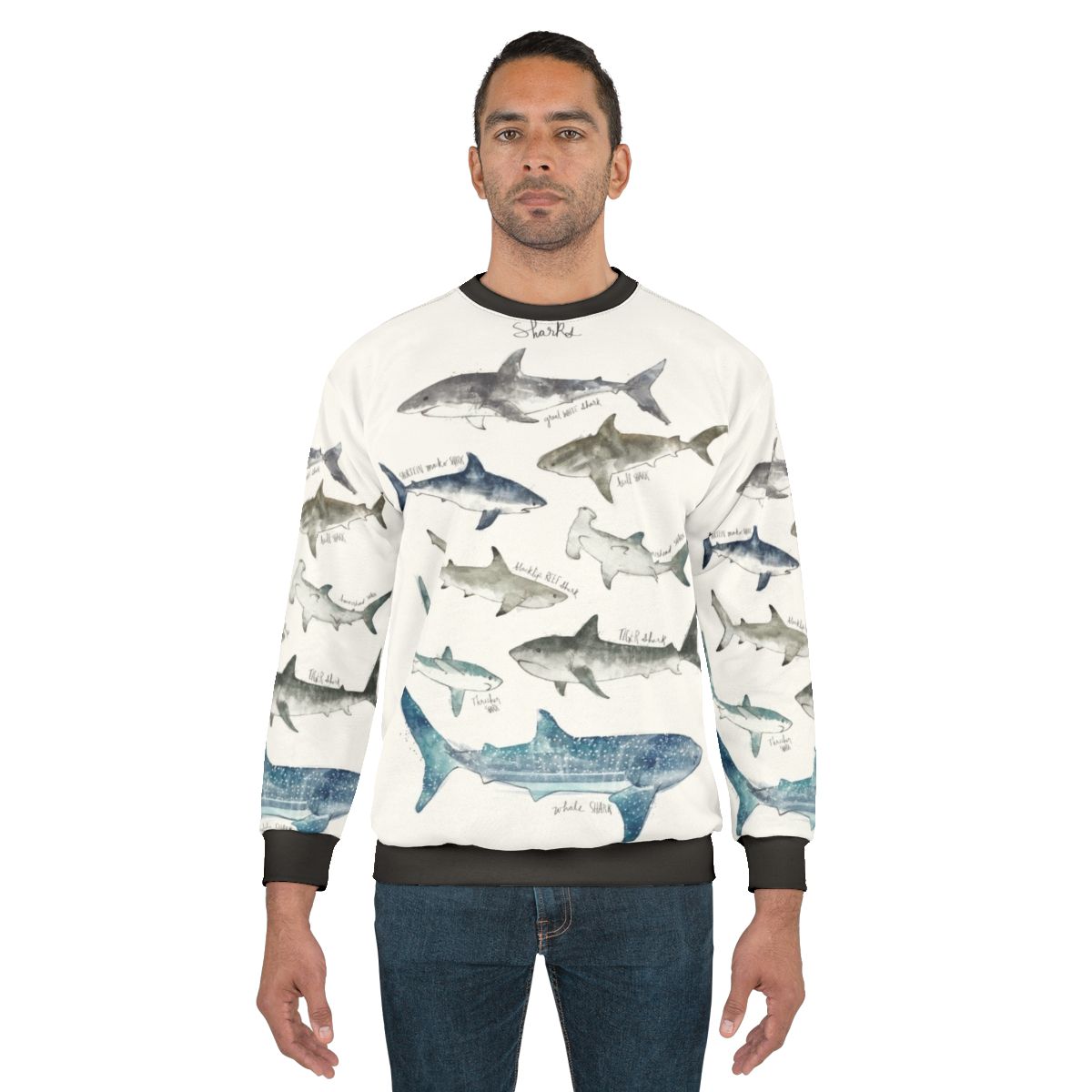 Sharks Sweatshirt featuring a variety of shark species