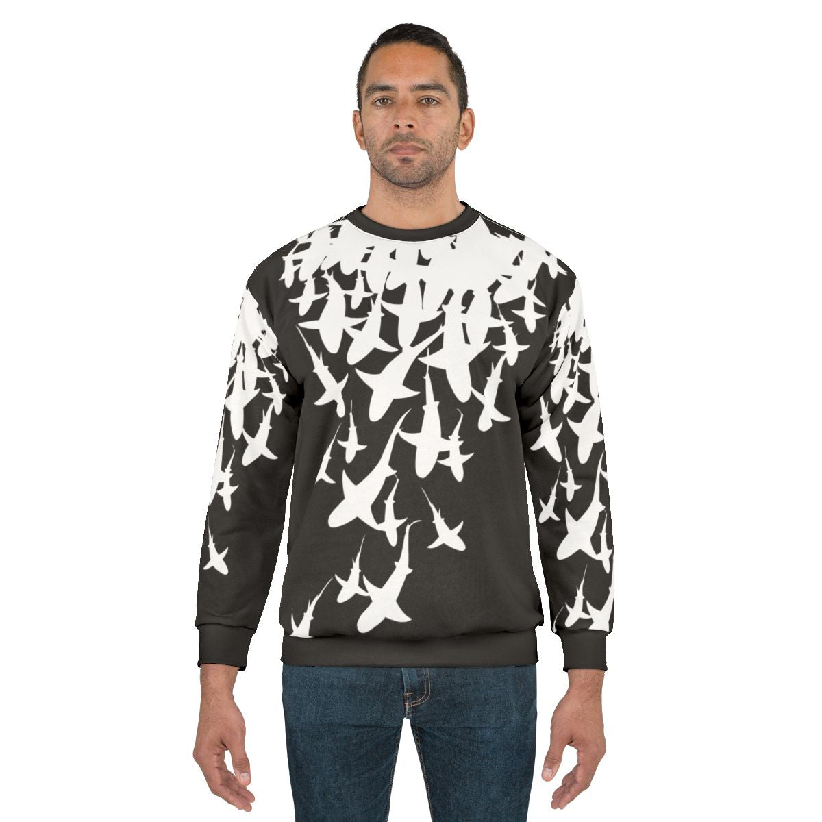 Stylish sharks sweatshirt with ocean and marine life graphic design
