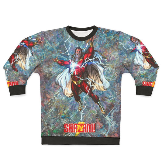 Shazam comic book collage graphic sweatshirt