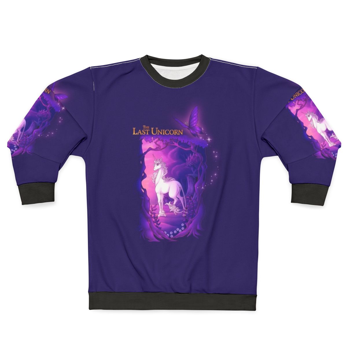 Enchanted lilac forest sweatshirt with mythical unicorn design