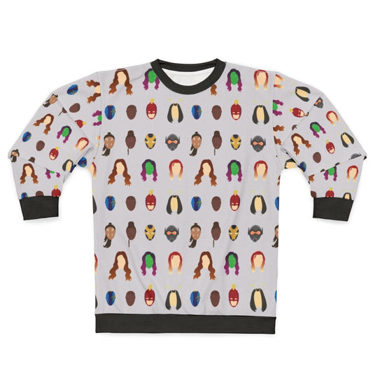 Feminist "She's Got Help" inspirational sweatshirt with female superheroes