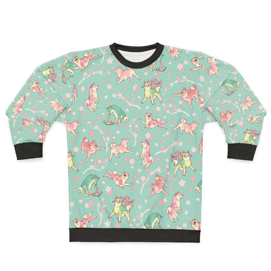 Shibakura Matchinu mint green sweatshirt with floral and dog pattern