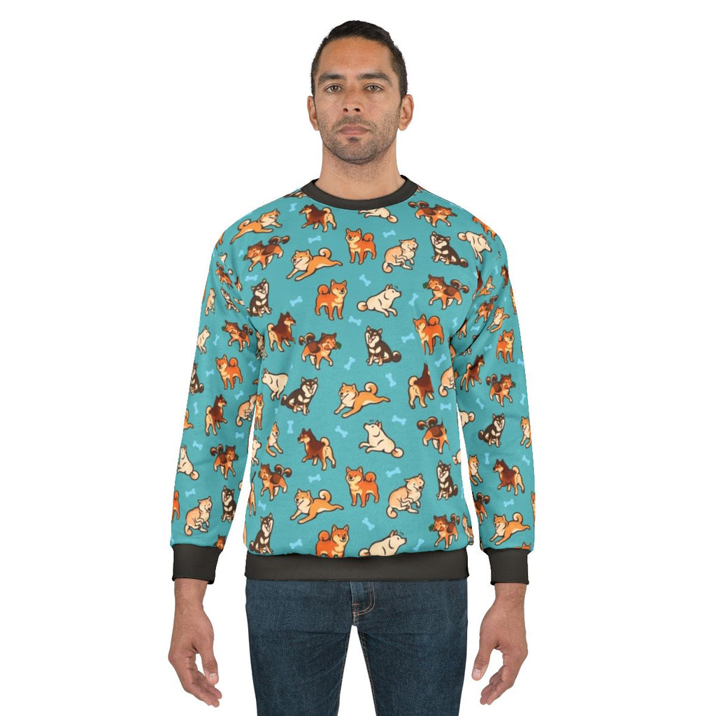 Blue Shiba Inu Pattern Sweatshirt