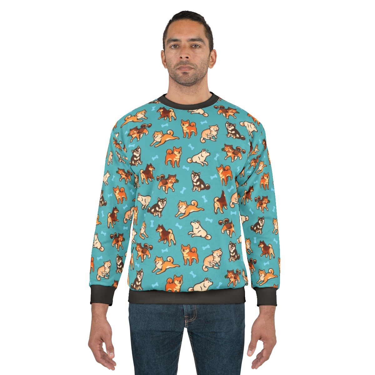 Blue Shiba Inu Pattern Sweatshirt