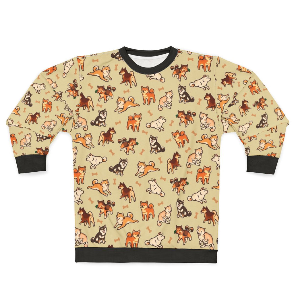 Shiba Inu Cream Sweatshirt with Cute Dog Pattern Design