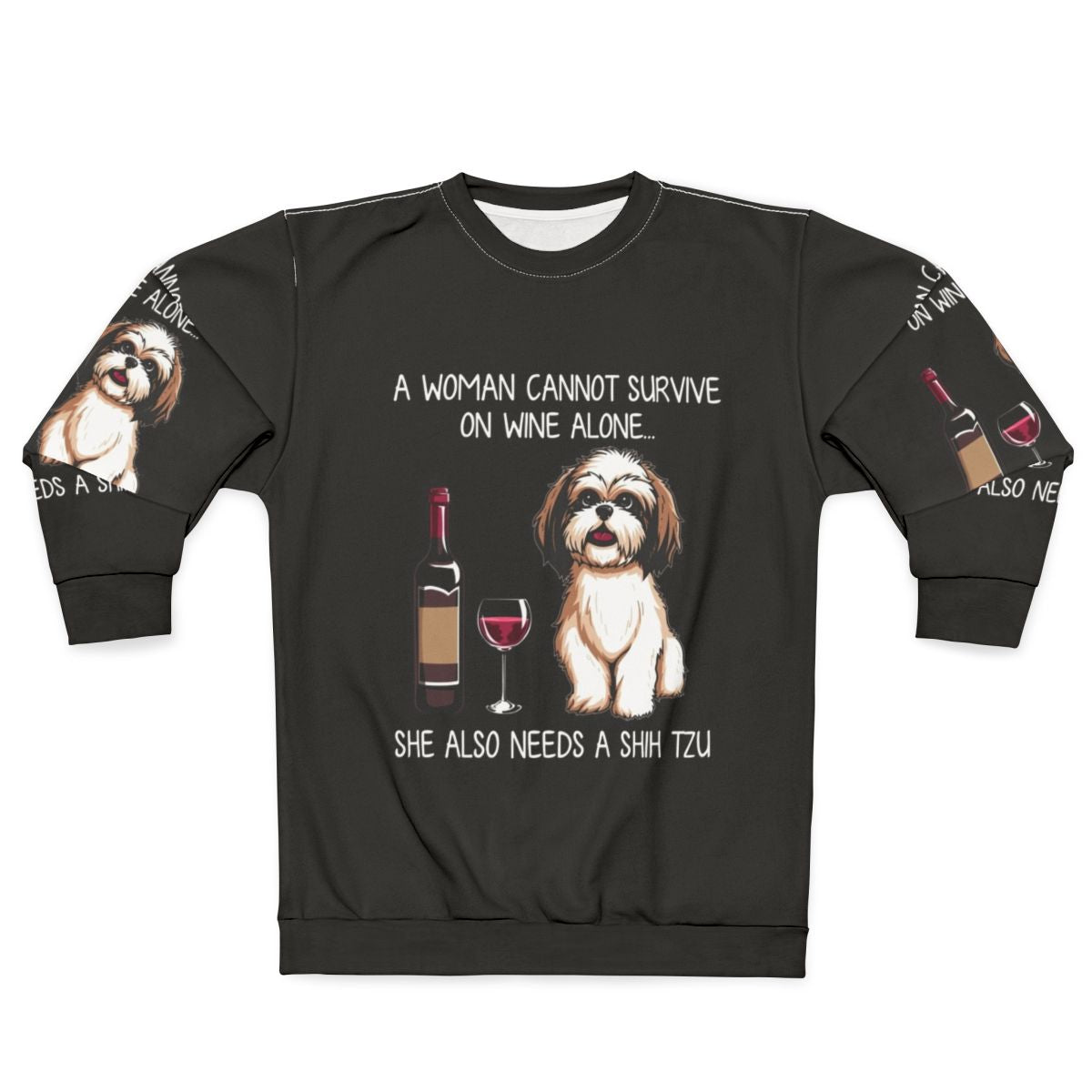 Funny Shih Tzu and Wine Dog Sweatshirt