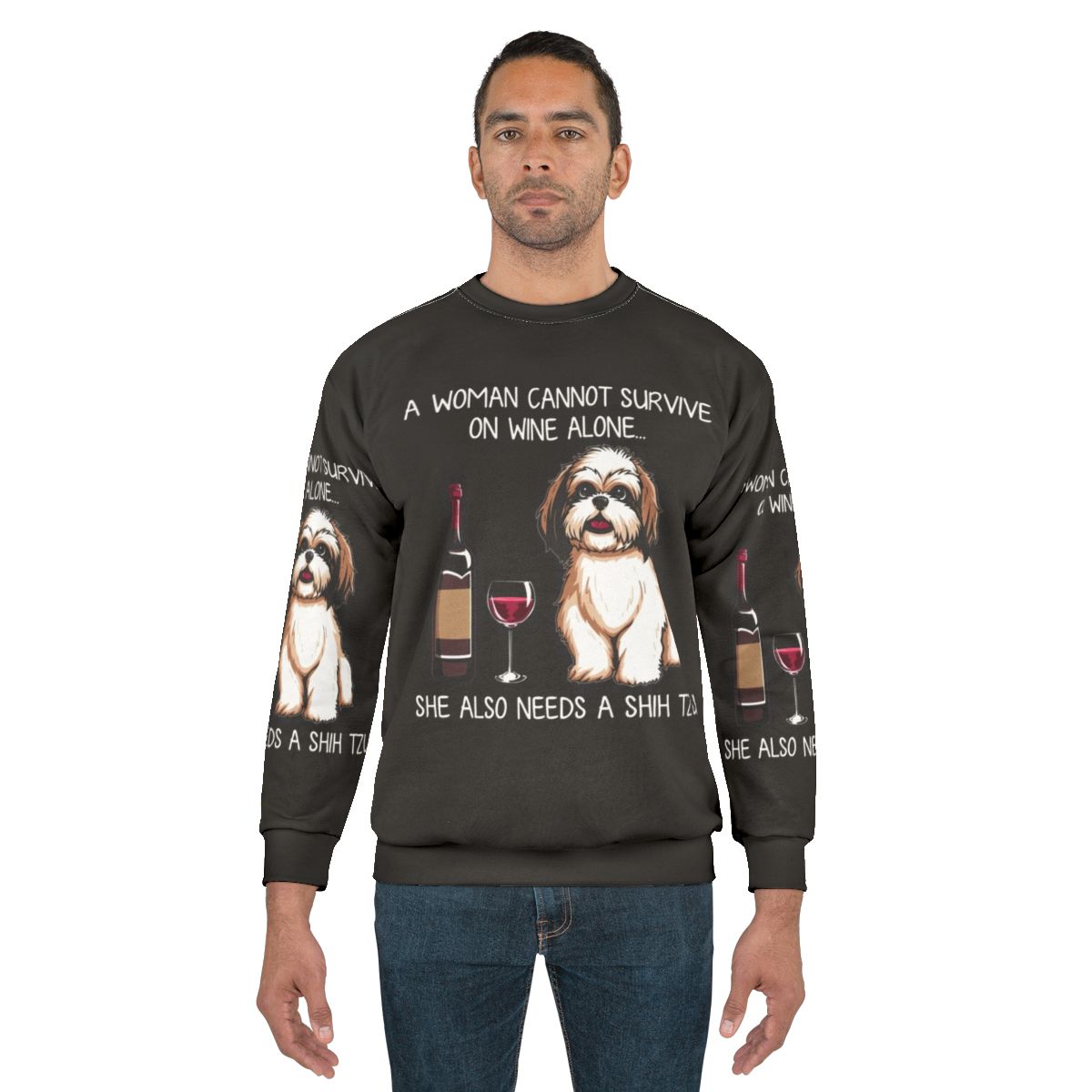 Funny Shih Tzu and Wine Dog Sweatshirt
