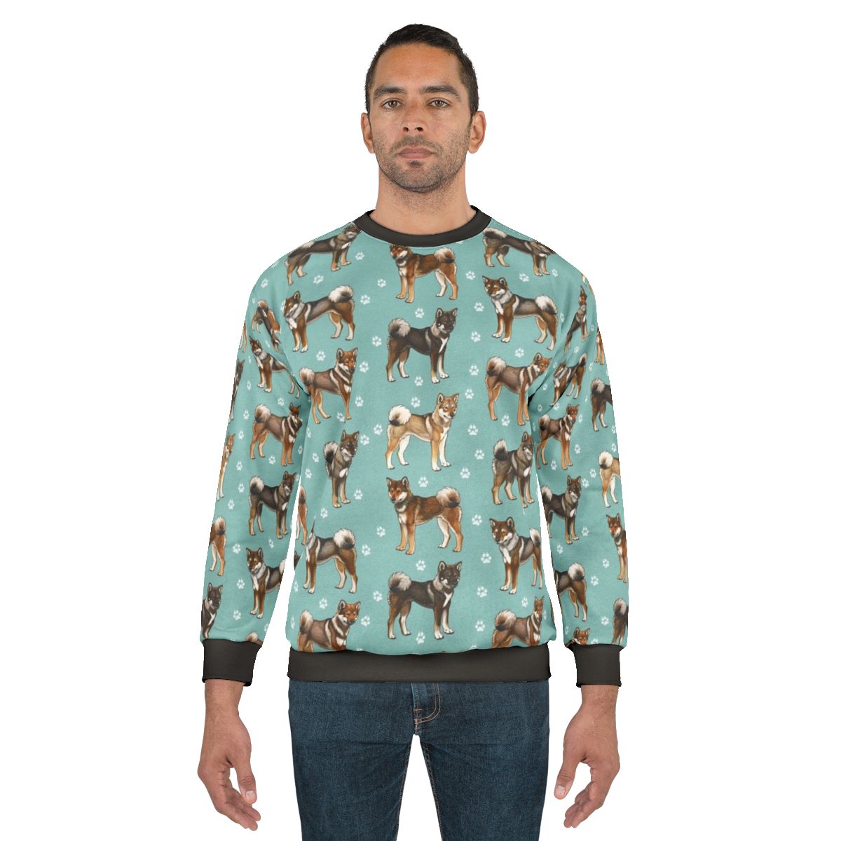 Teal Shikoku Japanese Hunting Dog Sweatshirt
