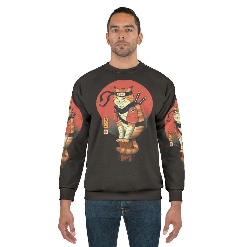 Shinobi cat sweatshirt featuring Japanese art and traditional design